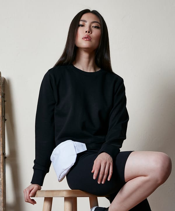 Womens terry cropped crew