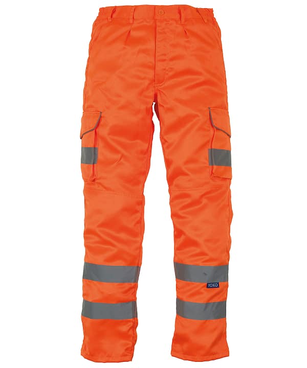 Yoko Hi Vis Polycotton Cargo Trousers With Knee Pad Pockets