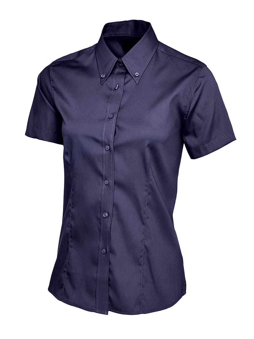 Uneek Ladies Pinpoint Oxford Half Sleeve Shirt - Image 5